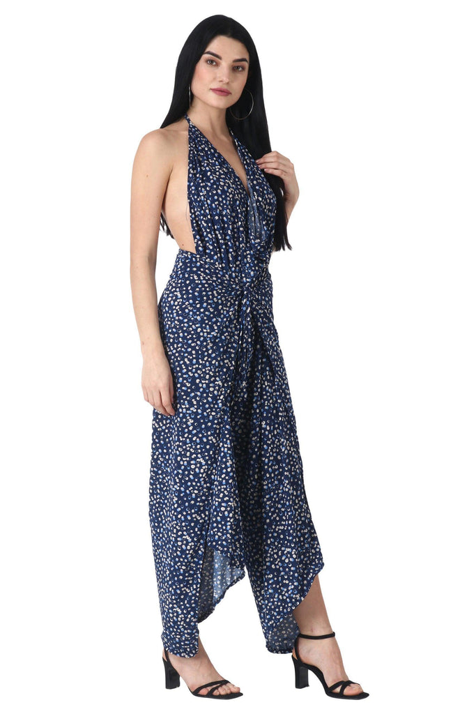 Model wearing Poly Lycra Jumpsuit with Pattern type: Pebble-2