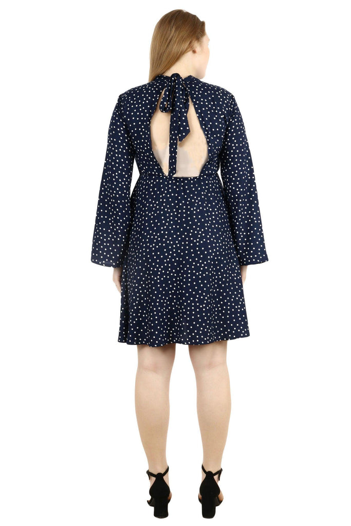 Model wearing Rayon Mini Dress with Pattern type: Polka Dots-1