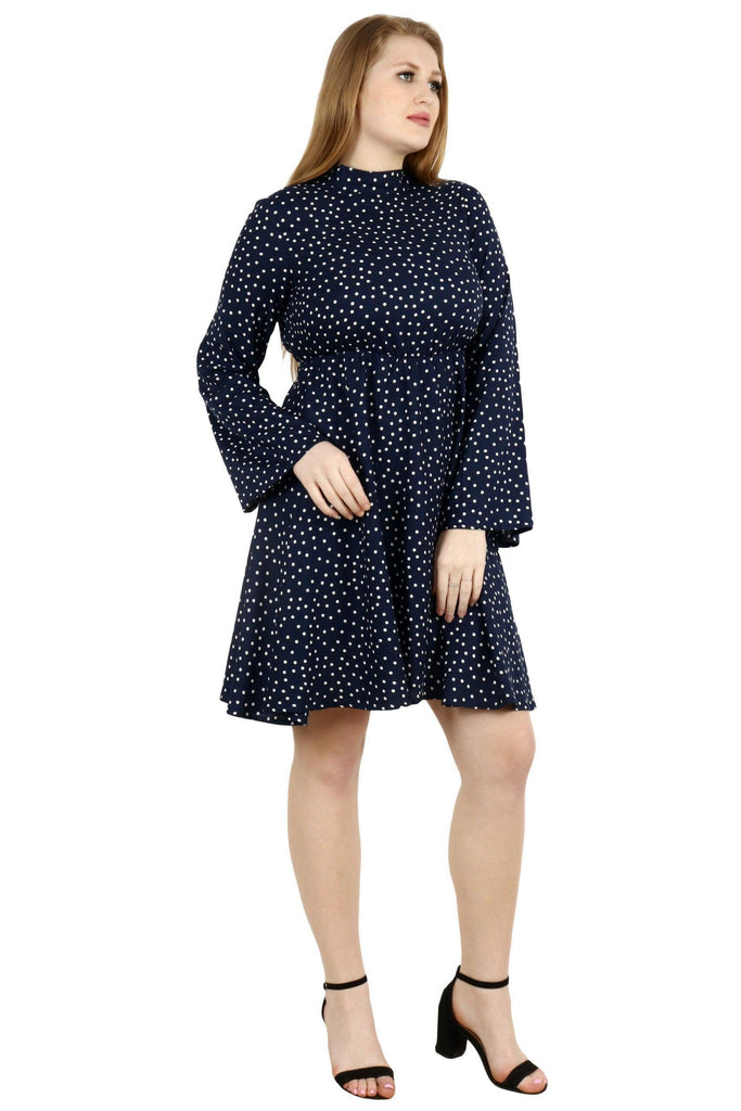 Model wearing Rayon Mini Dress with Pattern type: Polka Dots-3