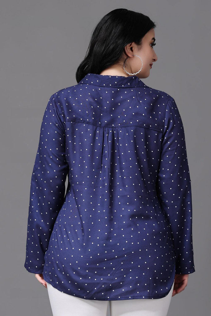 Model wearing Rayon Tunic with Pattern type: Polka Dots-1