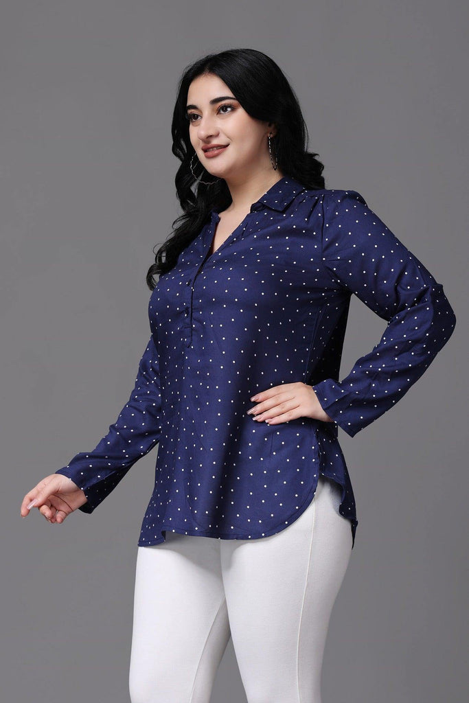 Model wearing Rayon Tunic with Pattern type: Polka Dots-4