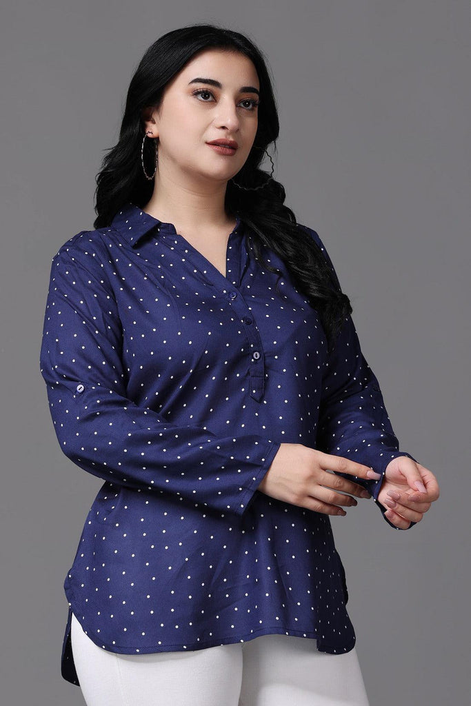 Model wearing Rayon Tunic with Pattern type: Polka Dots-5