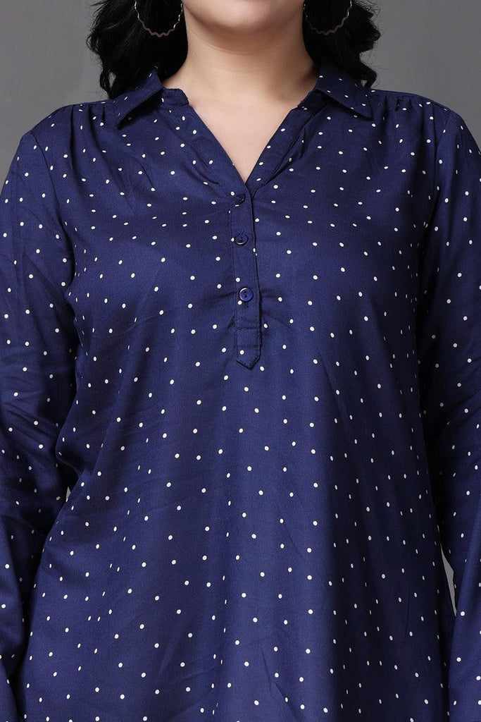 Model wearing Rayon Tunic with Pattern type: Polka Dots-6