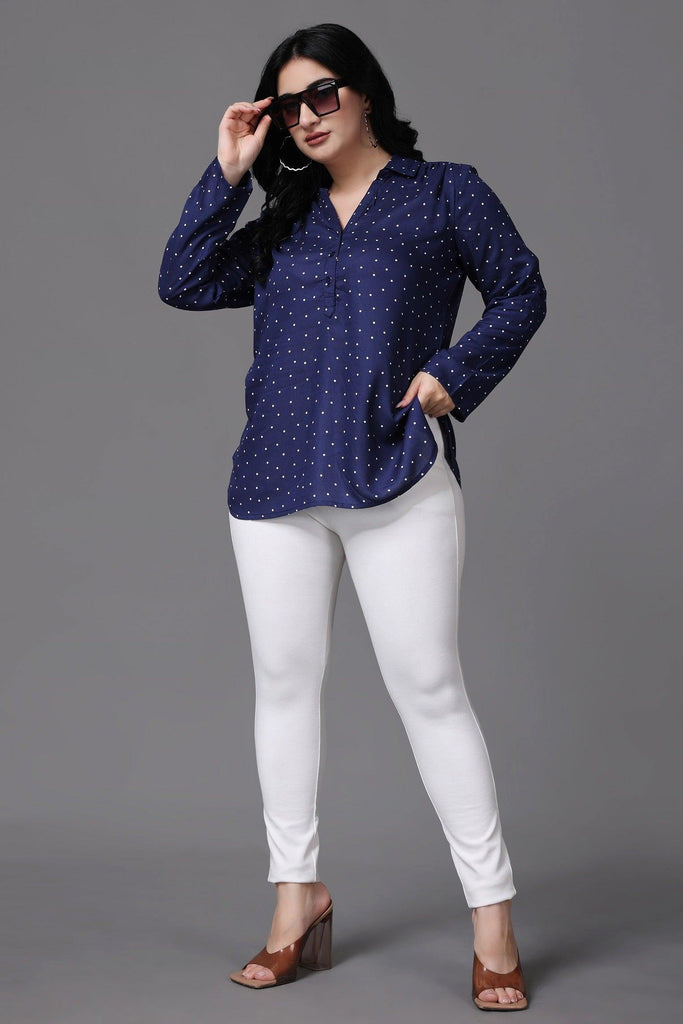 Model wearing Rayon Tunic with Pattern type: Polka Dots-7