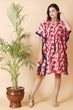 Blue Red Floral Printed Kaftan