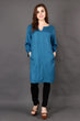 Blue Solid Kurti with Pockets