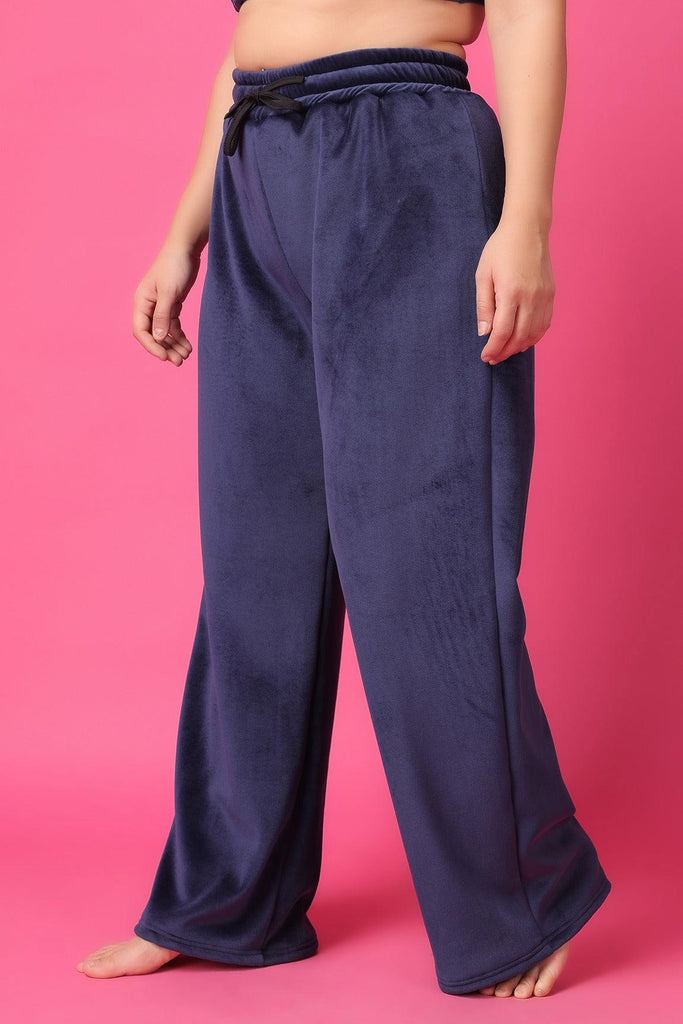 Model wearing Feather Velvet Pyjamas with Pattern type: Solid-3