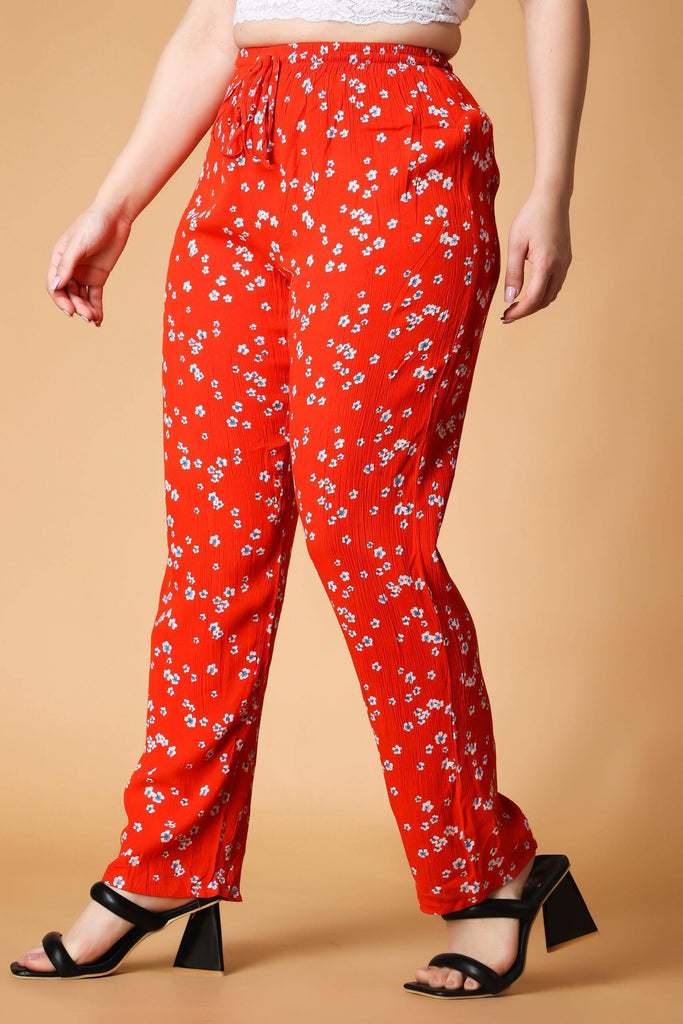 Model wearing Viscose Crepe Pyjamas with Pattern type: Floral-5