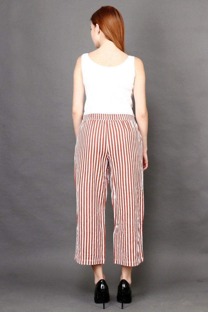 Model wearing Cotton Pant with Pattern type: Striped-6