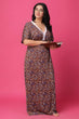 Brown Floral Printed Night Dress