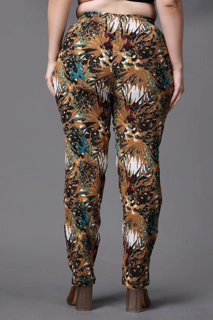 Model wearing Viscose Crepe Pant with Pattern type: Jungle-1