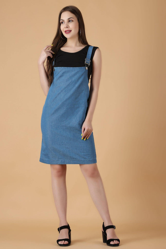Model wearing Cotton Mini Dress with Pattern type: Solid-1