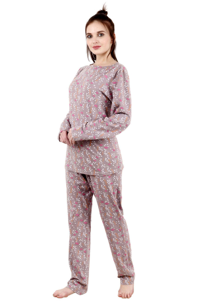 Model wearing Cotton Night Suit Set with Pattern type: Butterfly-3