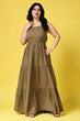 Moss Green Solid Layered Dress