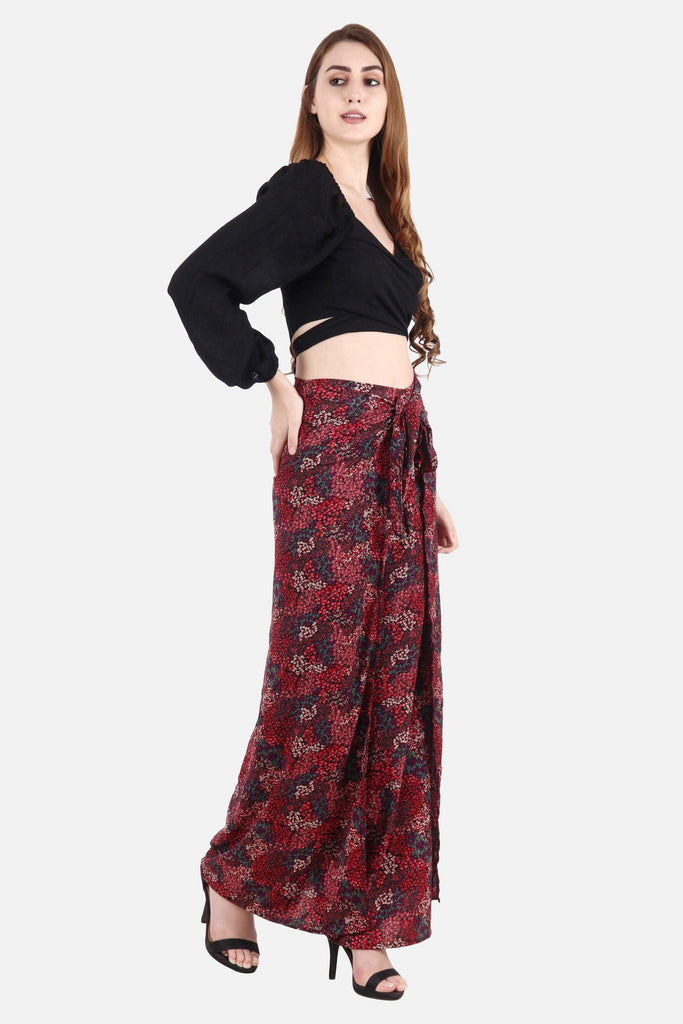 Model wearing Rayon Palazzo with Pattern type: Abstract-4