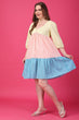 Multicolored Checked Layered Dress