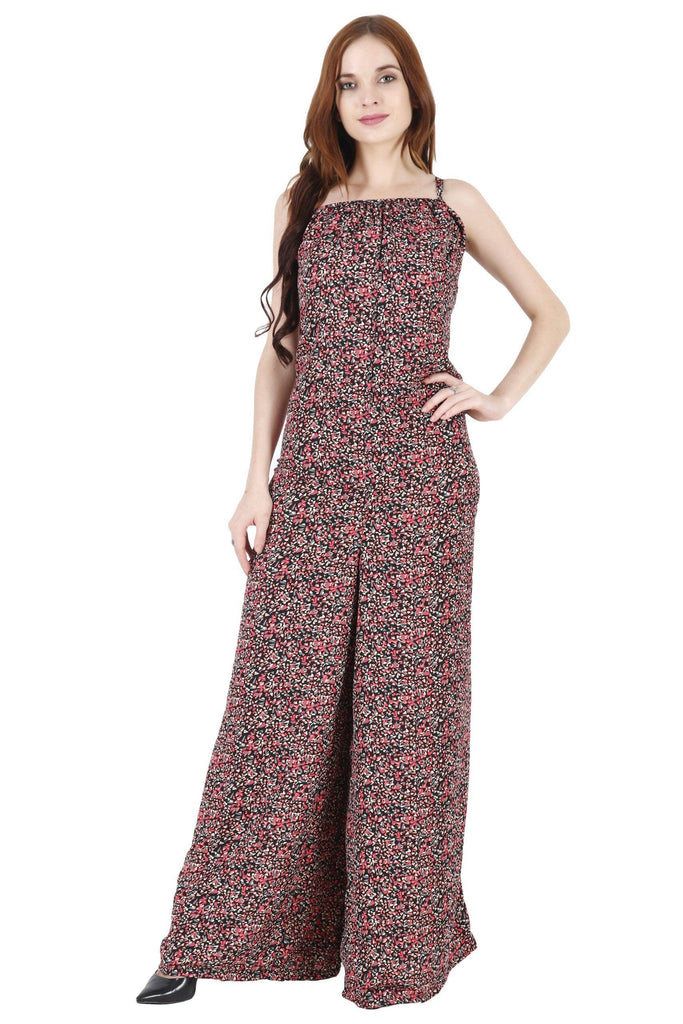 Model wearing Poly Crepe Jumpsuit with Pattern type: Graphic-5