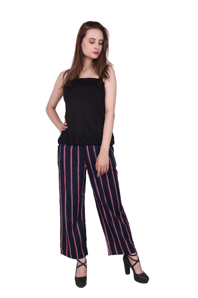 Model wearing Rayon Pant with Pattern type: Striped-1