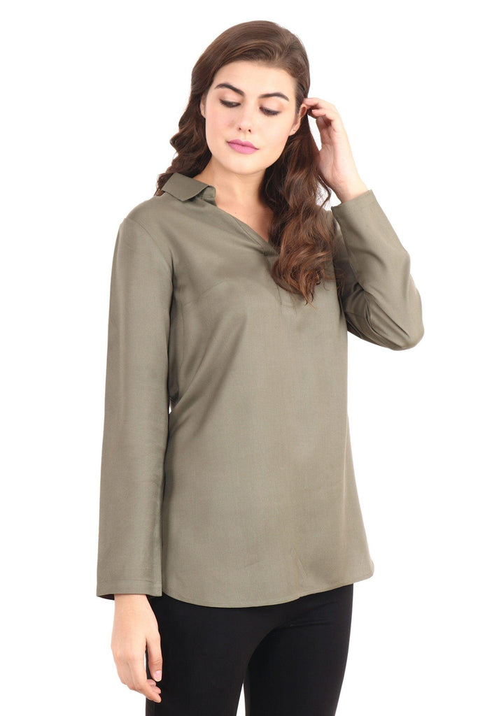 Model wearing Rayon Tunic with Pattern type: Solid-6