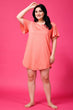 Peach Orange Solid Long T-shirt Dress
