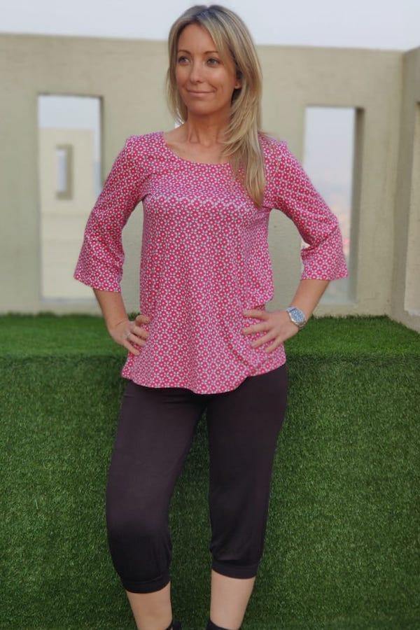Model wearing Viscose Cotton Top with Pattern type: Graphic-1