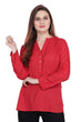 Red Solid Button Woven Top