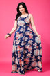 Royal Blue Floral Printed Maxi Dress
