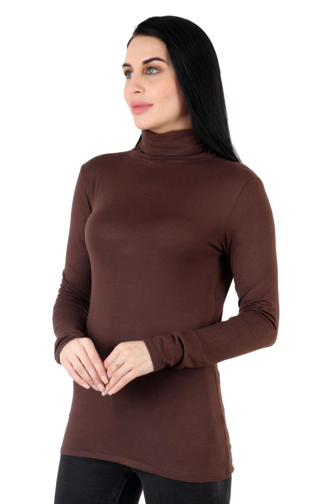 Model wearing Viscose Lycra Top with Pattern type: Solid-14