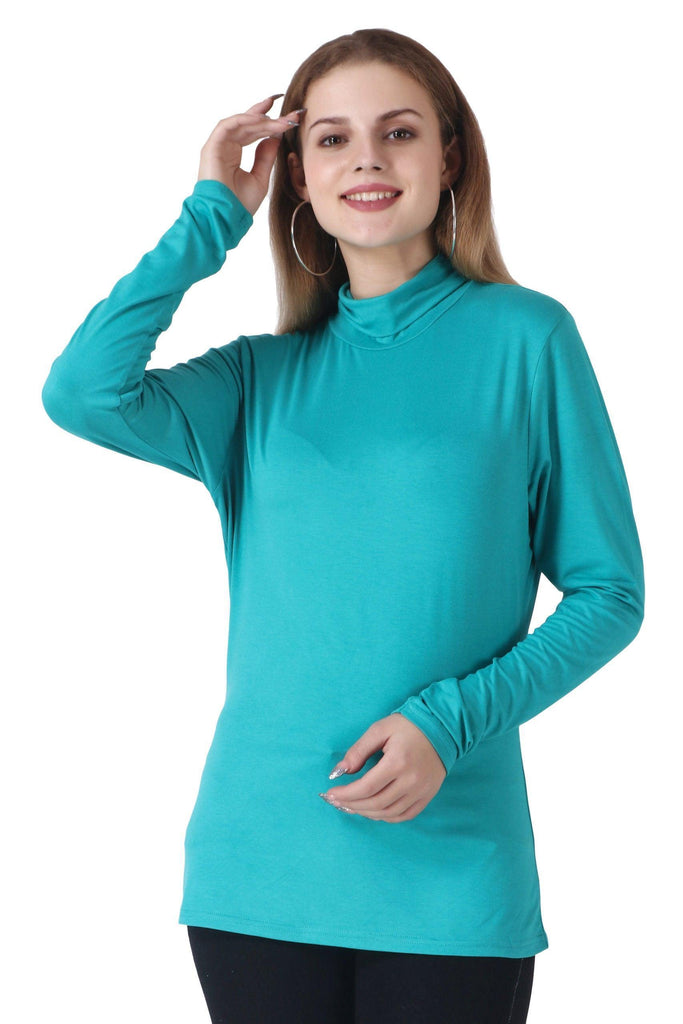 Model wearing Viscose Lycra Top with Pattern type: Solid-23