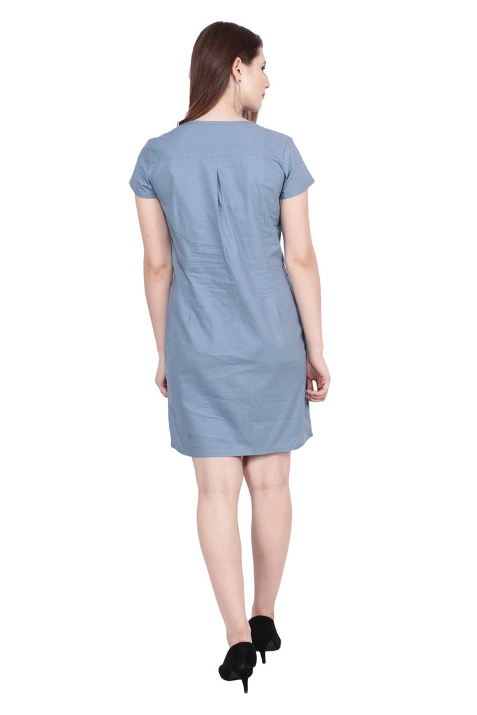 Model wearing Cotton Tunic with Pattern type: Solid-13