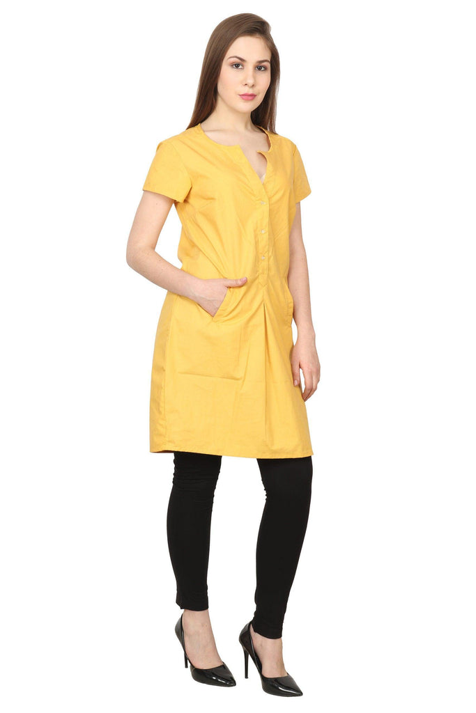 Model wearing Cotton Tunic with Pattern type: Solid-7