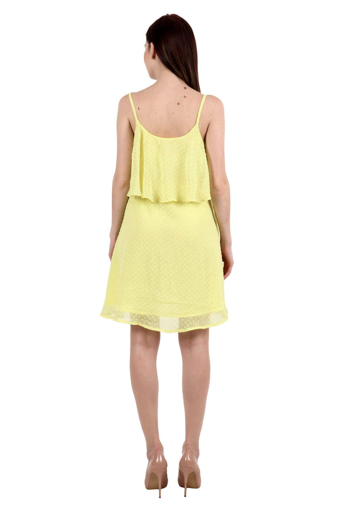 Model wearing Polyster Chiffon Mini Dress with Pattern type: Solid-6