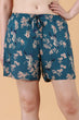 Teal Blue Floral Printed Shorts
