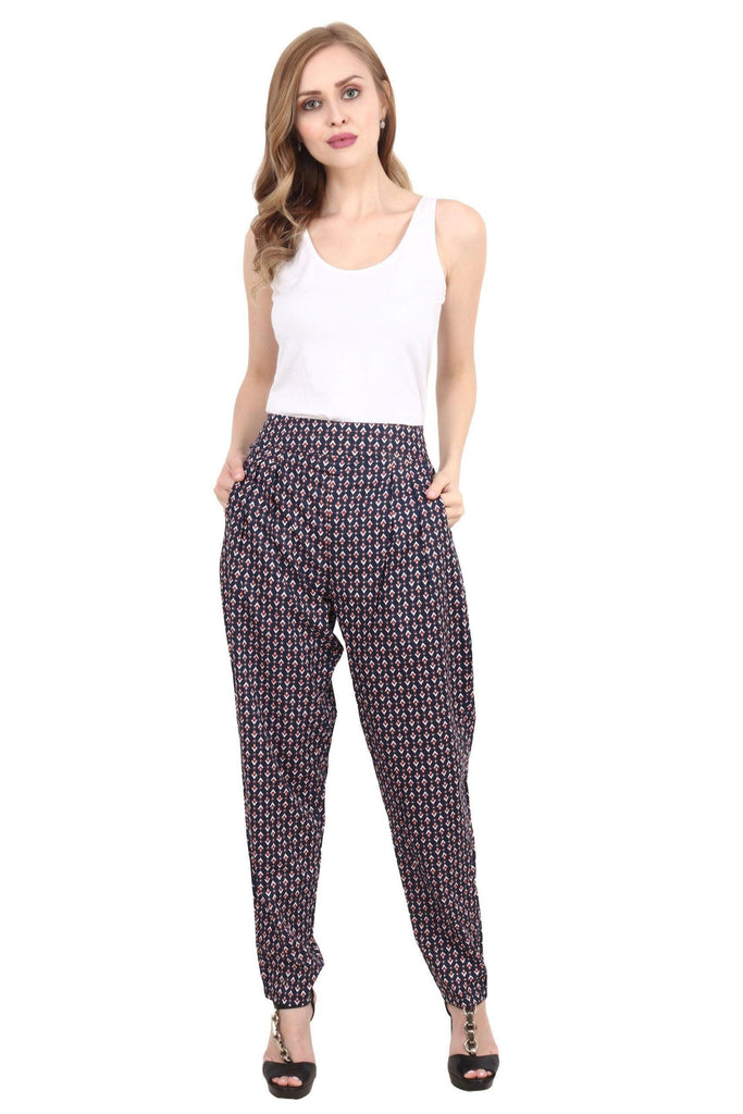 Model wearing Viscose Trousers with Pattern type: Triangular-1