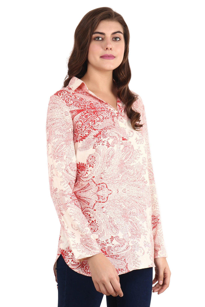 Model wearing Rayon Tunic with Pattern type: Graphic-2