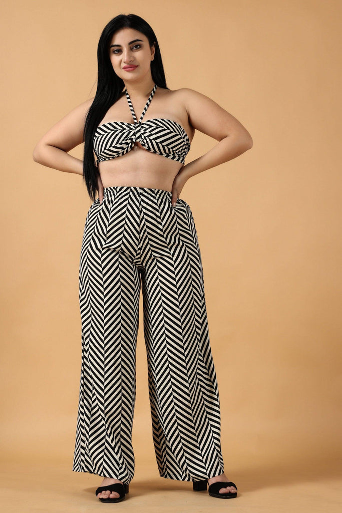 Model wearing Poly Crepe Co-ord Set with Pattern type: Zig Zag-2