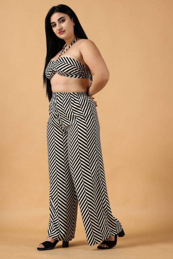 Model wearing Poly Crepe Co-ord Set with Pattern type: Zig Zag-3