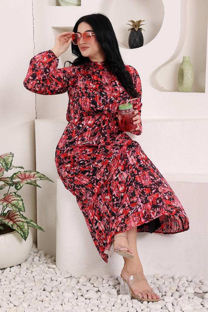 Model wearing Polyster Georgette Maxi Dress with Pattern type: Floral-6