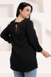 Black Solid Back Lace Tie Tunic