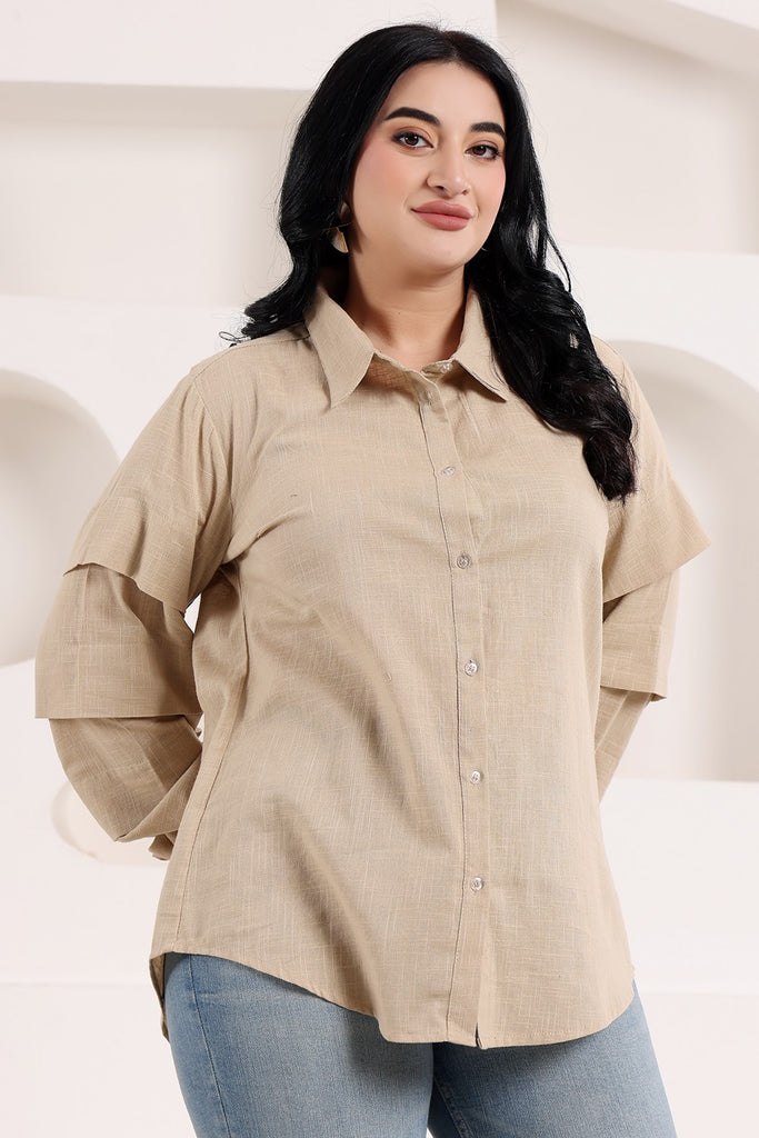 Model wearing Cotton Shirt with Pattern type: Solid-3