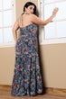 Blue Floral Printed Layered Maxi Dress