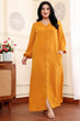 Mustard Solid Buttoned Maxi Dress