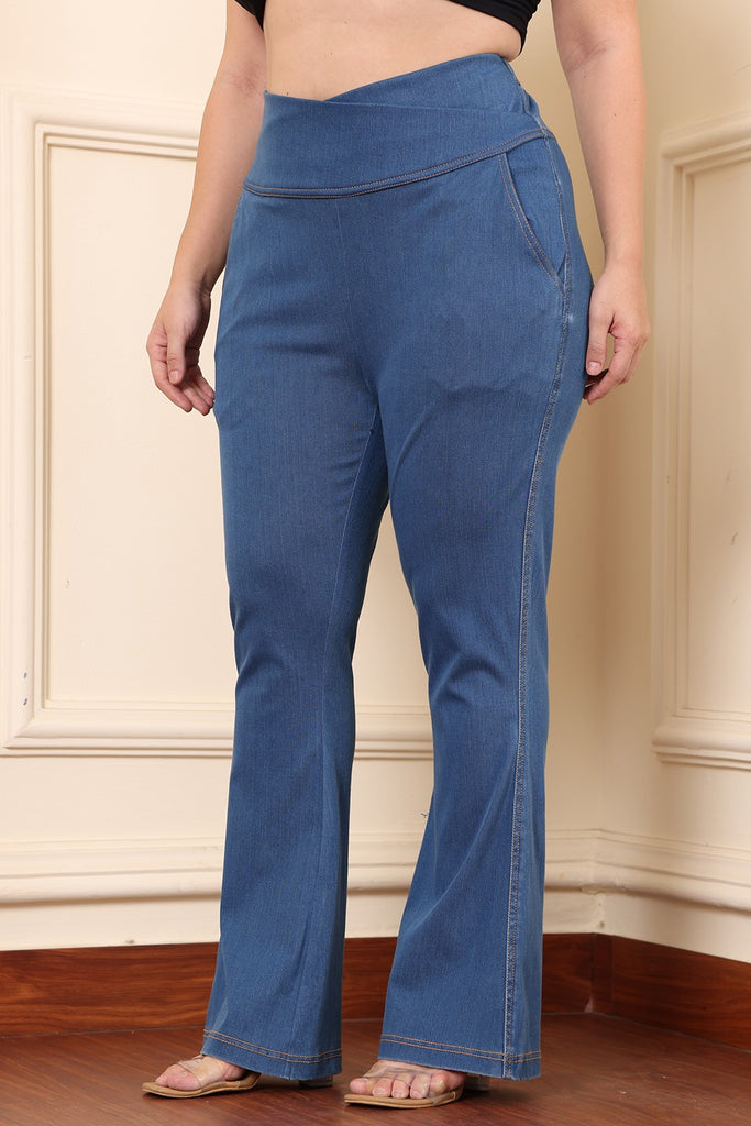 Model wearing Denim Pant with Pattern type: Solid-3