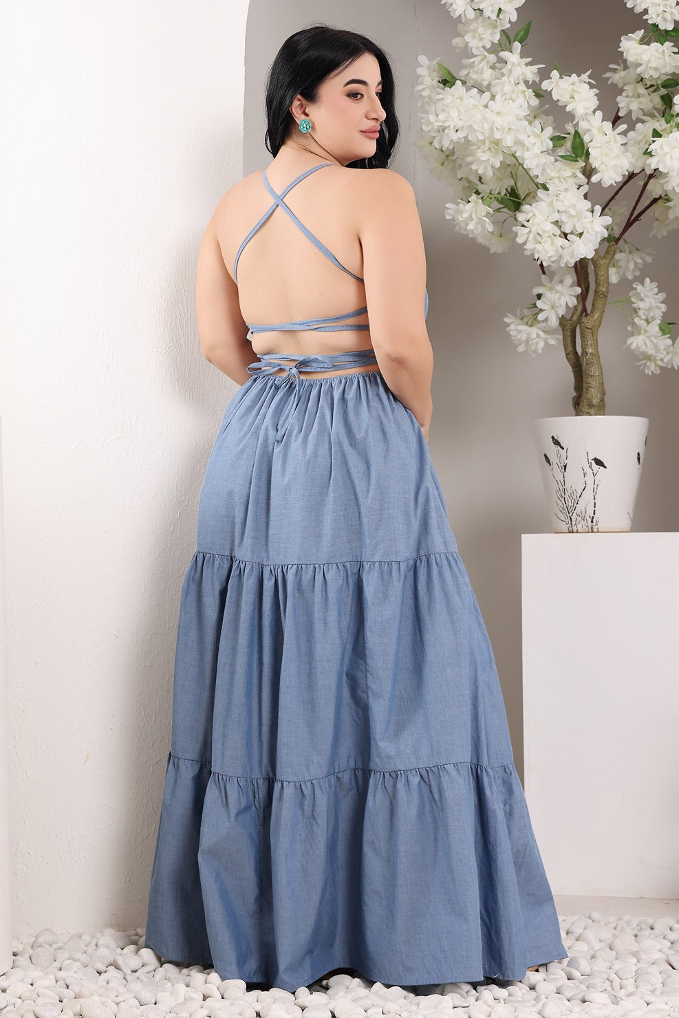 Maxi Dress Denim Sleeveless Square Neck Party/Beach Layered Dress" theshimmerhouse Maxi Dress Denim Sleeveless Square Neck Party/Beach Layered Dress" theshimmerhouse