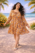 Ochre Floral Printed Dress