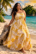 Yellow & White Floral Printed Maxi Dress
