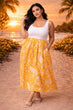 White & Yellow Solid Half Printed Mix Dress