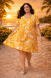 Mustard & White Floral Printed Dress