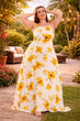 White & Yellow Floral Printed Maxi Dress
