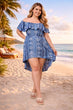 Blue Ethnic Printed High Low Dress